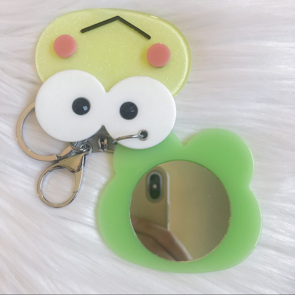 Keroppi glitter mirror keychain